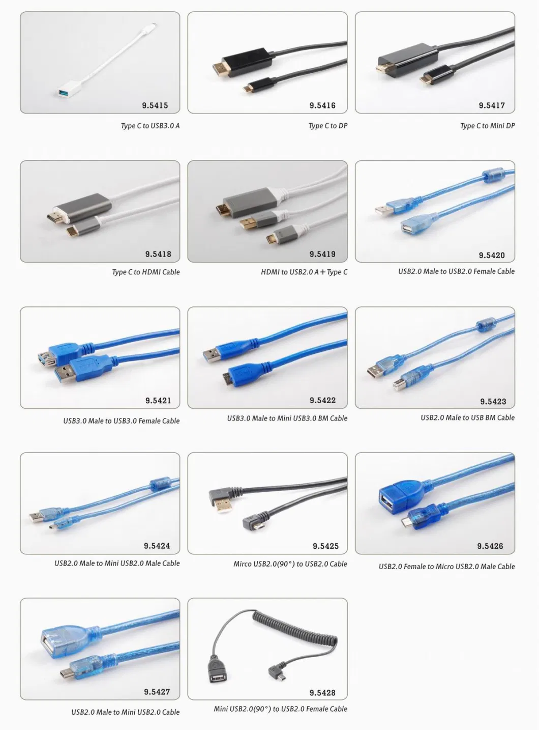 USB 3.0/2.0 a Male to a Female Extension Cable (9.5420/9.5421)