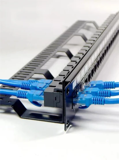 19′ 1u STP Patch Panel em branco 24 portas RJ45 Keystone Jack Comunicação de telecomunicações com barra traseira